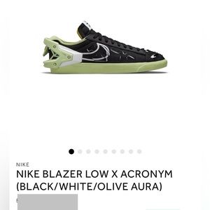 Nike Blazer Low x ACRONYM Black/White-Olive Aura DO9373-001 Size 9.5 New